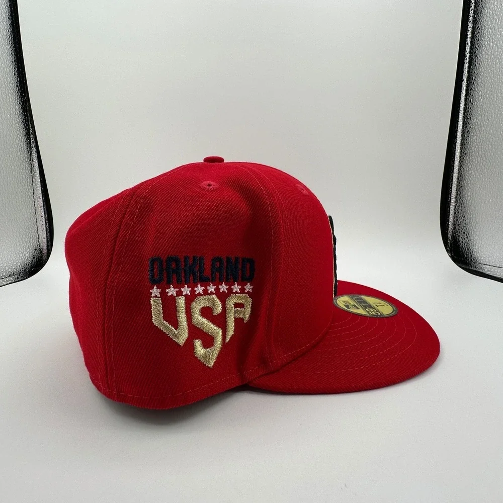 Oakland Athletics New Era Fourth of July 59FIFTY Fitted Hat Size 7 5/8 Red NEW